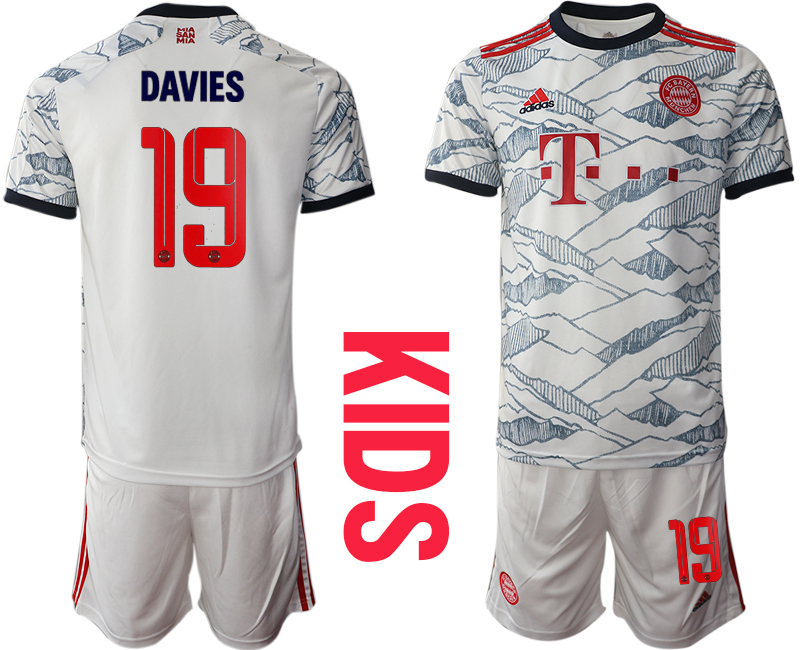 Youth 2021-2022 Club Bayern Munich Second away white #19 Soccer Jersey->customized soccer jersey->Custom Jersey